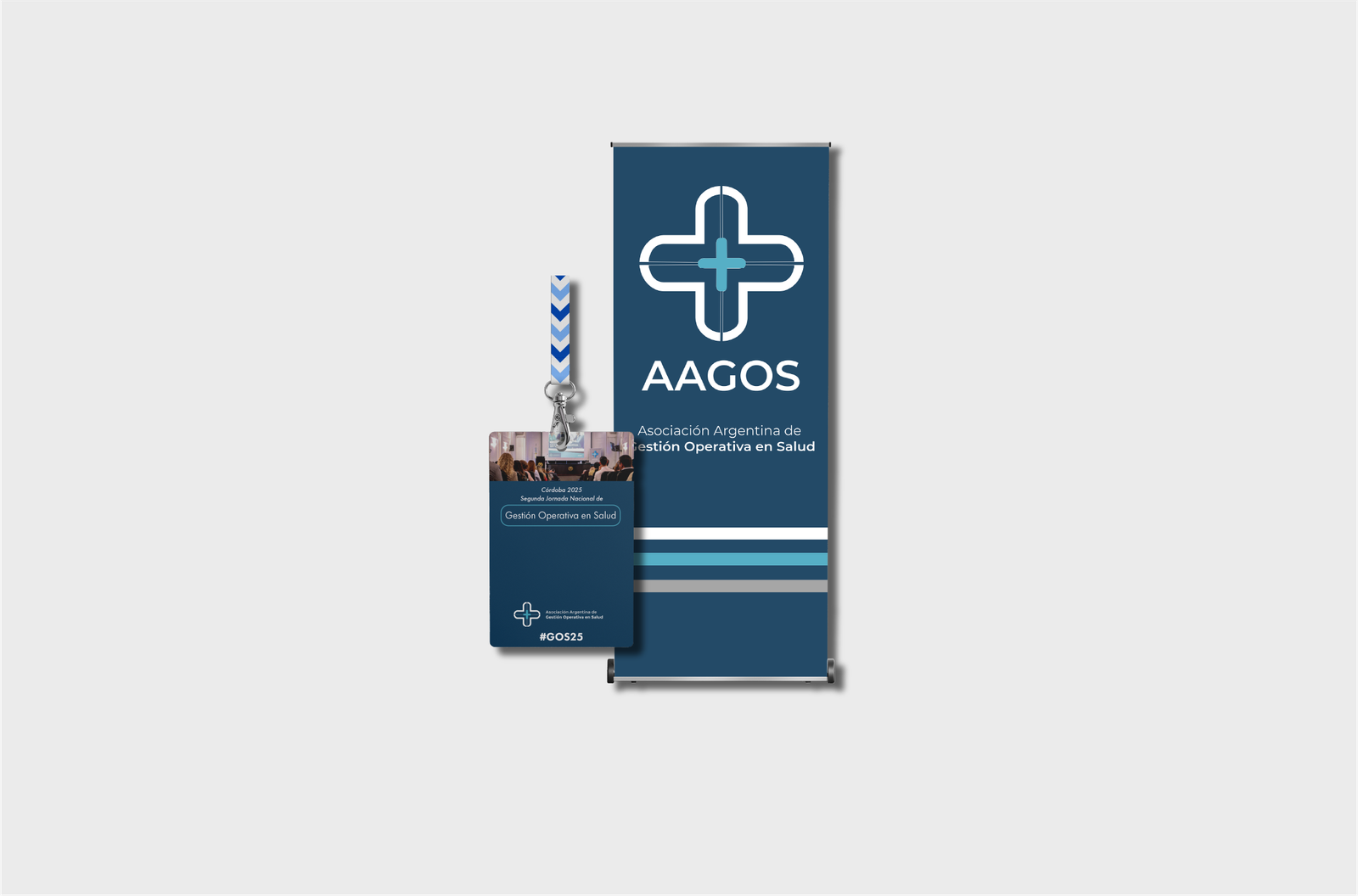 AAGOS standing banner and event credential