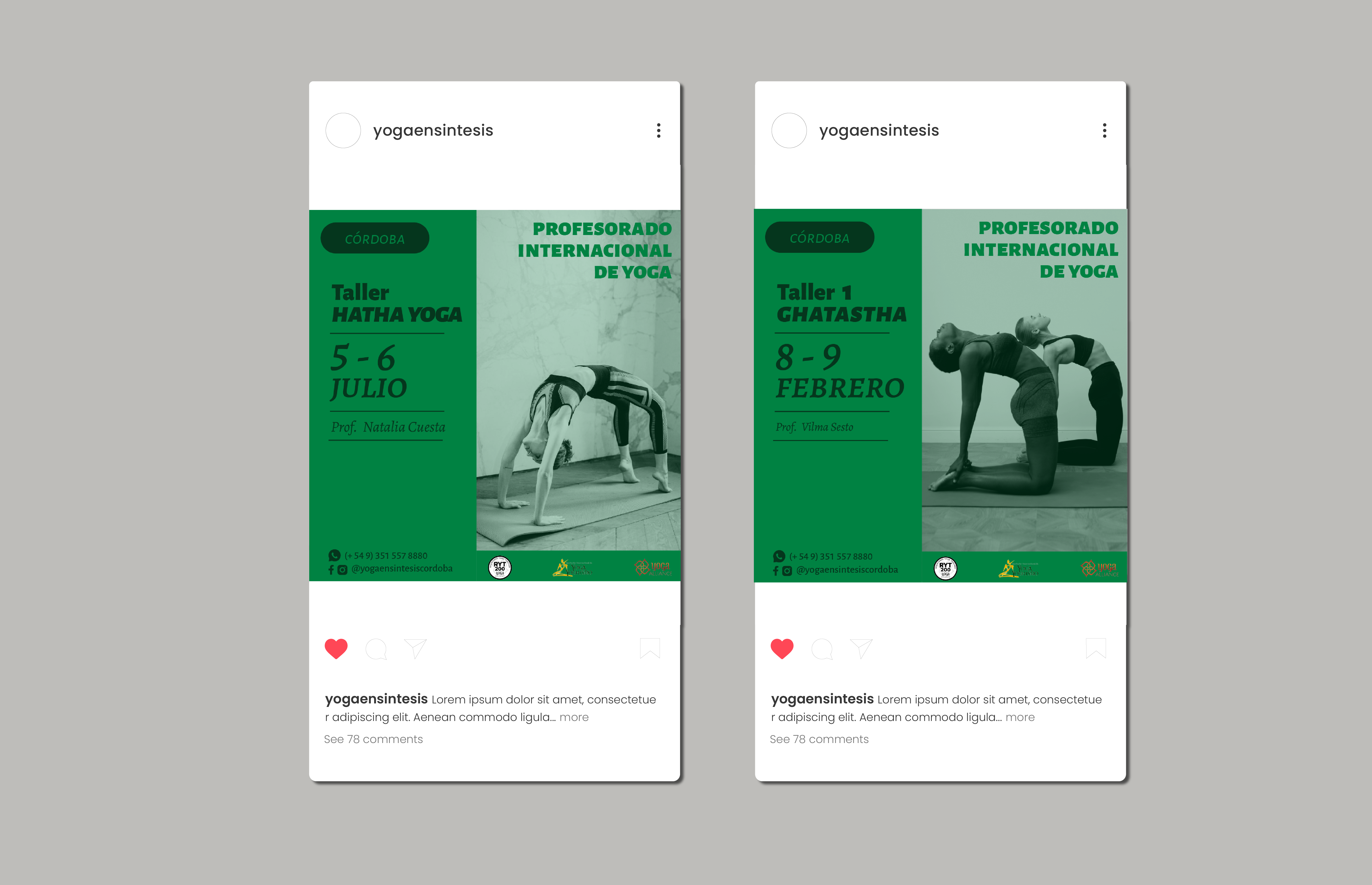 Yoga en Síntesis Instagram course pieces
